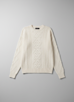 پلیور بافت زنانه یقه گرد | طرح گیس بافت کلاسیک (Aran Knit)