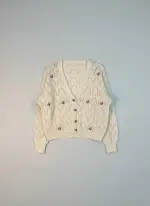 کاردیگان بافت زنانه گلدوزی شده | بافت توری ظریف (Pointelle)