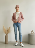 کاردیگان بافت زنانه گلدوزی شده | بافت توری ظریف (Pointelle) - تصویر 4