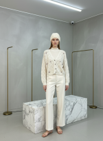 کاردیگان بافت زنانه گلدوزی شده | بافت توری ظریف (Pointelle) - تصویر 3