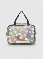 کیف لوازم آرایش توری جادار | طرح گل بابونه (دسته دار) - تصویر 2