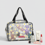 کیف لوازم آرایش توری جادار | طرح گل بابونه (دسته دار)