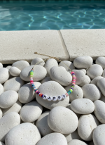 پابند دخترانه مهره‌ای | مدل طرح HAPPY رنگین‌کمانی (فیمو) - تصویر 4