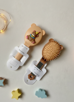 برس تاشو طرح تدی (گوش‌دار) آینه‌دار و مسافرتی با سیلیکون برجسته - تصویر 4