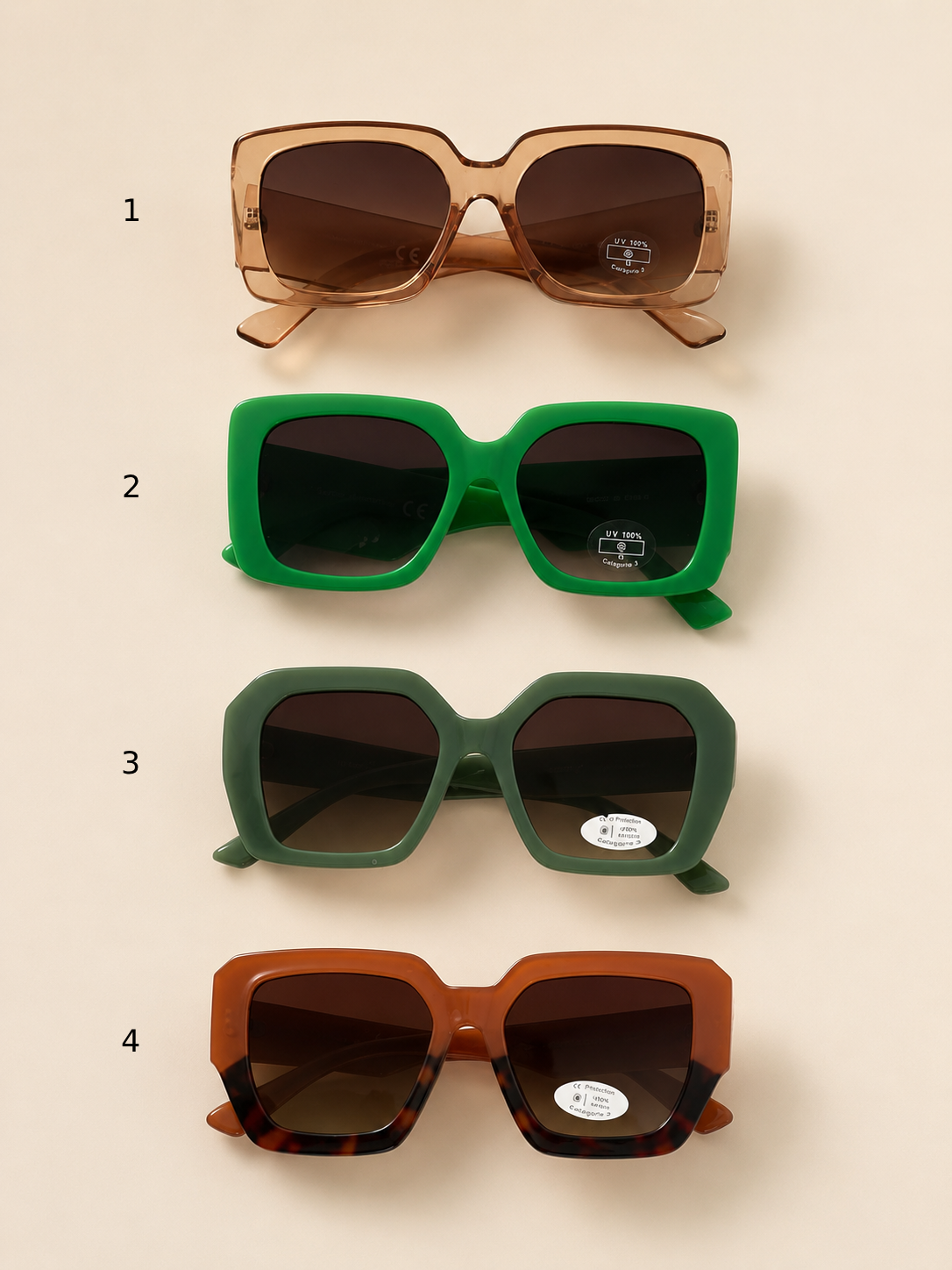 nikmarket-oversized-Lefties-sunglasses-transparent-brown1 (1) عینک آفتابی لفتیز اوورسایز مربعی – 4 رنگ - تصویر 1
